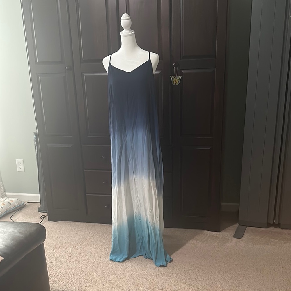 She + Sky Gradient Maxi Dress in Blue and White